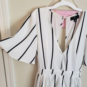 Black and white striped romper